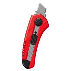 Naklejka premium Red Handheld Utility Box Cutter Flat Vector Design Template