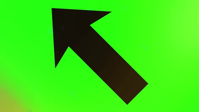 Arrow pointing diagonally upwards towards the top left corner is rendered as a simple dark silhouette against a soft-focus green background to indicate direction, navigation, or growth progress.