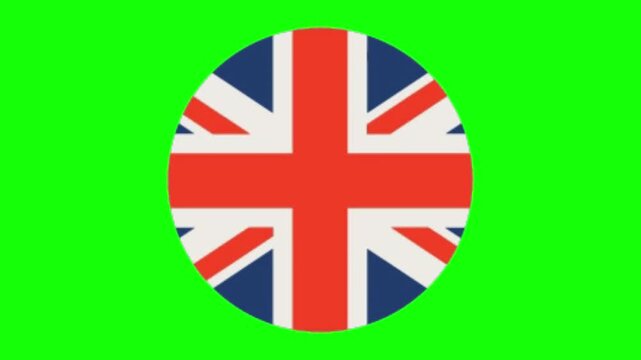 United Kingdom flag designed as a clean circular emblem isolated on a vibrant green background, providing a versatile graphic element for international branding, political news, or travel projects.