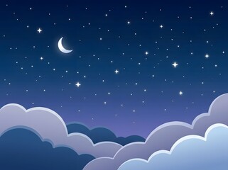 Fototapeta premium Night sky with crescent moon and stars