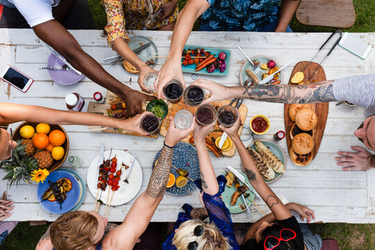 Celebration with diverse shared meal