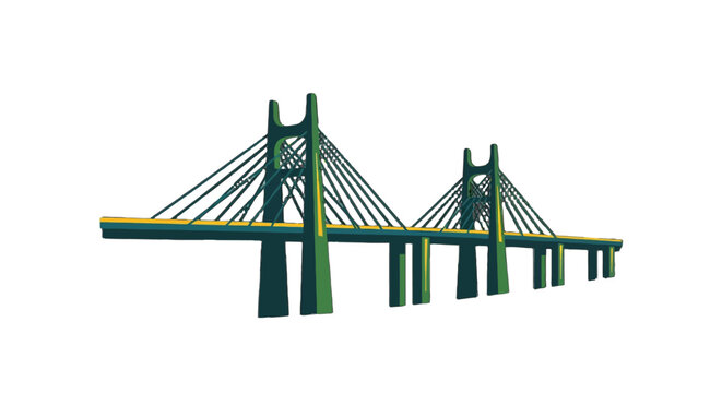 Modern Cable Stayed Bridge Structural Engineering Design Illustration.