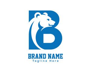 Letter b logo design with a bear head silhouette integrated into the negative space © Creative Juel 