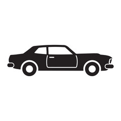 Fototapeta premium Muscle car silhouette vector icon with side view profile for automotive branding and transportation design