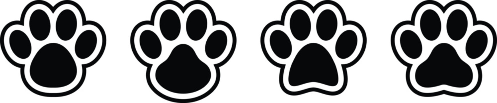 Black paw prints silhouette on a white background animal tracks vector illustration
