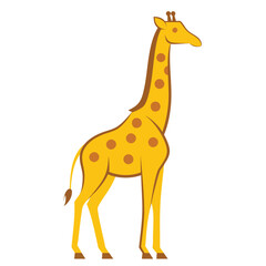 Obraz premium Illustration of a cartoon giraffe standing in profile.