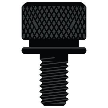 Black Knurled Thumb Screw Bolt Illustration