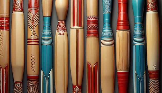cricket bats creating a repeated seamless pattern for sports design