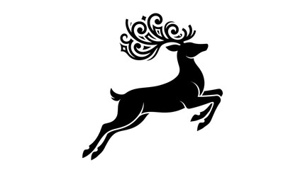 Vector illustration of a deer and reindeer on white background Christmas animal silhouette icon design © Malkis