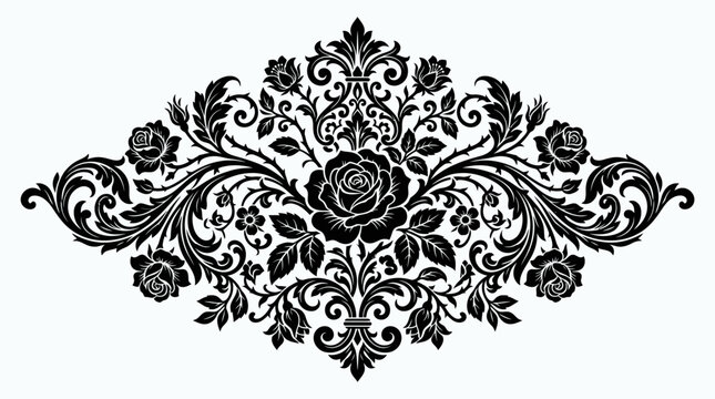 Vintage floral ornamental vector tattoo design featuring seamless patterns, ornate leaves, scroll borders and retro Victorian decoration
