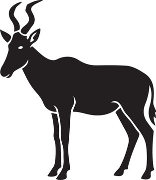 Black silhouette of a hartebeest antelope a stylized vector illustration representing African wildlife and nature isolated on a white background
