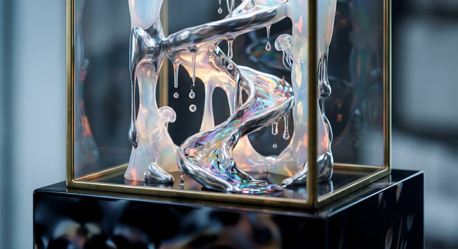 Abstract melting glass sculpture jellyfish close up