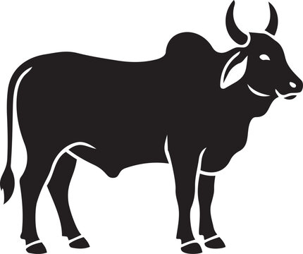 Black silhouette of a bull a powerful and iconic symbol for agriculture and strength isolated on a white background