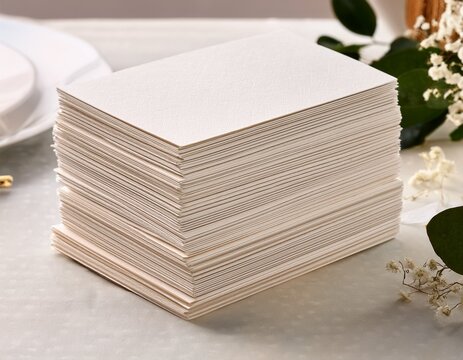 stack of deckle edge paper for wedding invitation suite design