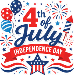 Obraz premium American Independence Day Celebration Text.