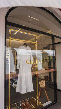 Capri, Italy - May 09, 2026: Celine store sign in Capri, Italy