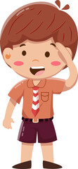Fototapeta premium Vector Cartoon Boy Scout Character Saluting Illustration