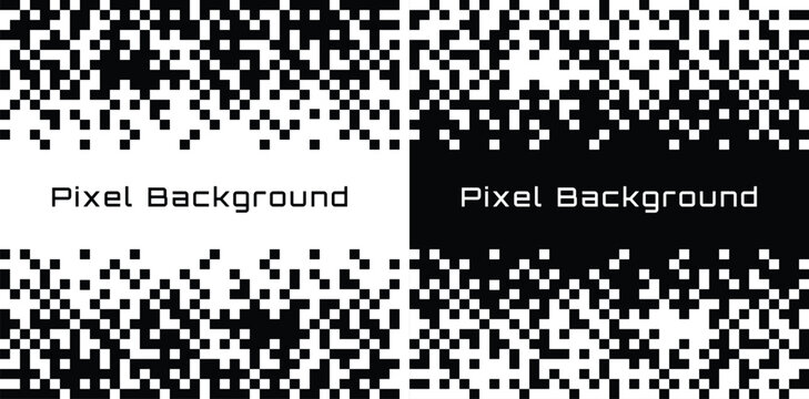 Pixel Gradient Background. Pixels Fade Texture. Technology Frame. Vector Set.
