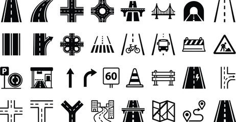 Road network and highway infrastructure layout vector icon pack © Vector Mahi