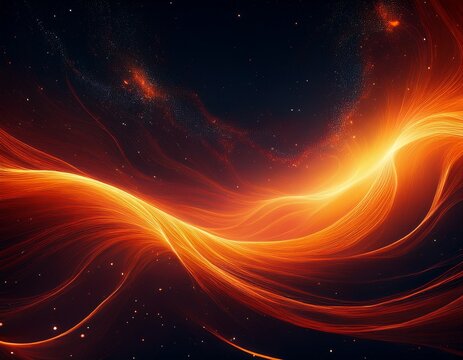 bright orange energy waves flowing through a dark starry space creating a mesmerizing cosmic scene vertical mobile wallpapper