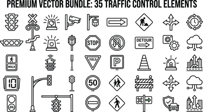 Traffic management and infrastructure control vector elements bundle