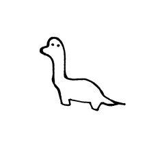 Hand Drawn Brontosaurus Dinosaur Doodle Vector © Shafa