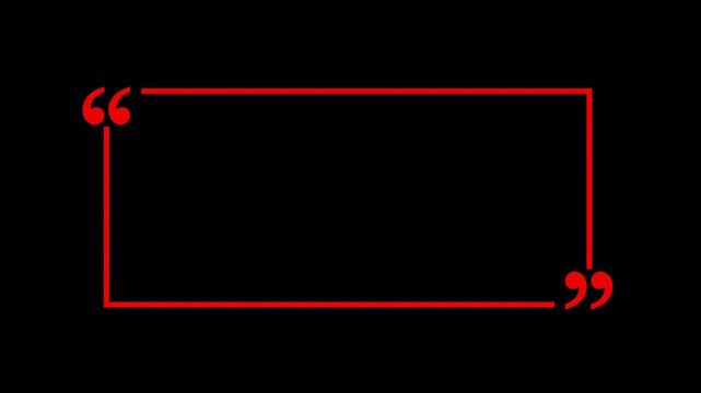 Rectangle box with quotation marks animation on transparent background. Rectangle doodle frames with quote .Doodle frames with quotation marks, animation with Alpha Channel in 4K