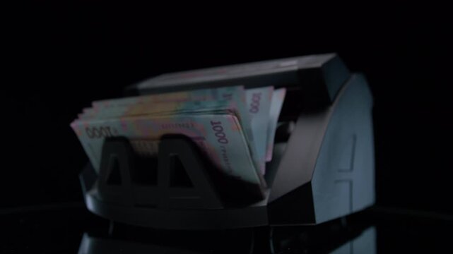 Money Counting Machine With Ukrainian Banknotes