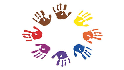 Obraz premium Colorful hand prints in a circle pattern Vector