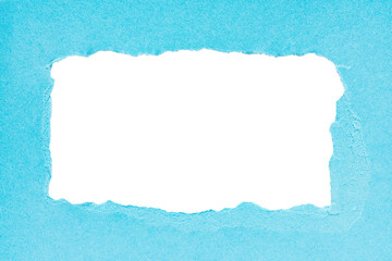 Obraz premium Blue torn paper or cardboard message backdrop with rough edges and blank copy space for text in the middle, png on transparent background design element
