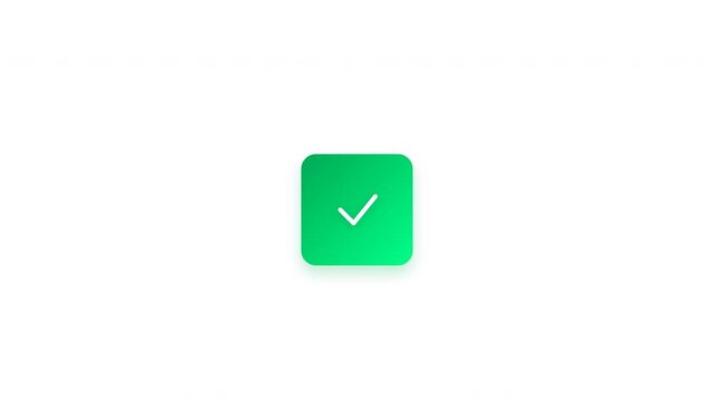 Dynamic motion of green checkboxes with glowing effects and smooth transitions for digital interface design.