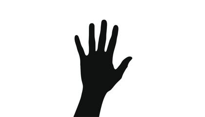 Obraz premium Hand silhouette with open fingers is displayed against a solid white background to serve as an effective visual gesture for communication or interaction concepts in digital and print media projects.