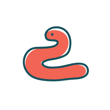Simple vector illustration of a cute orange earthworm character.
