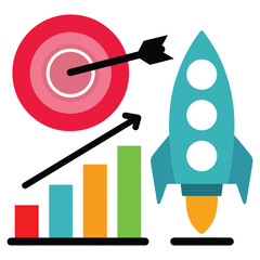 Go-to-market strategy icon vector illustration representing product launch market entry and business growth planning in modern design style © MstMaya