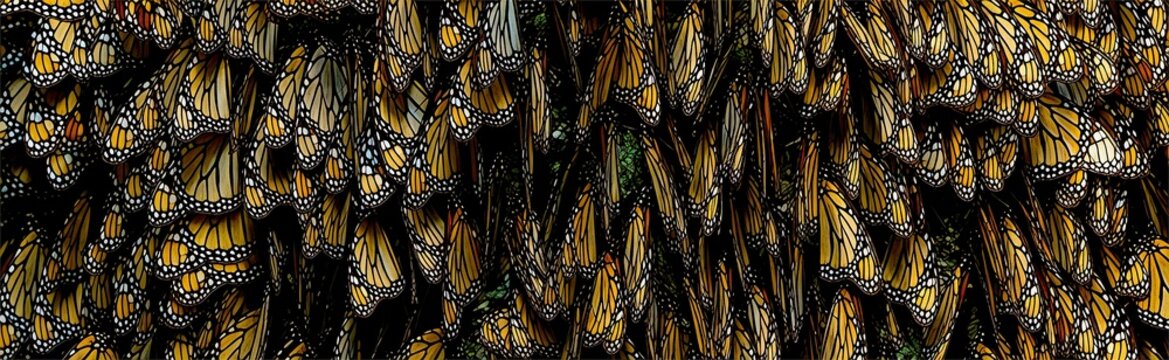 A Large Swarm of Monarch Butterflies Panoramic Background
