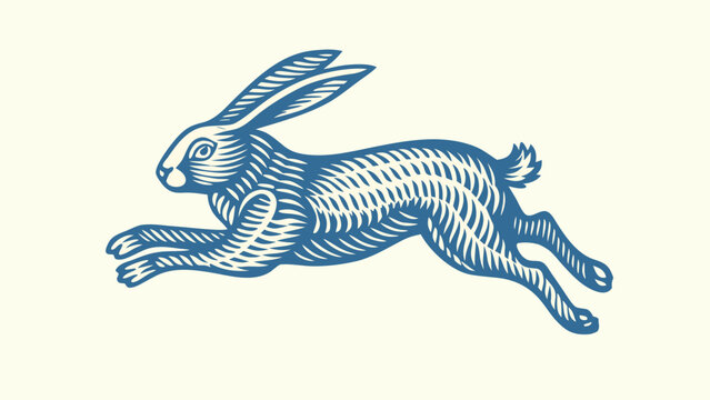 hare in motion line illustration rabbit animal