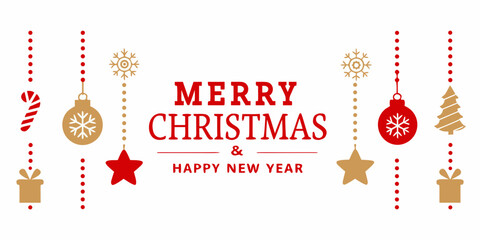 festive holiday banner with red gold icons © prince