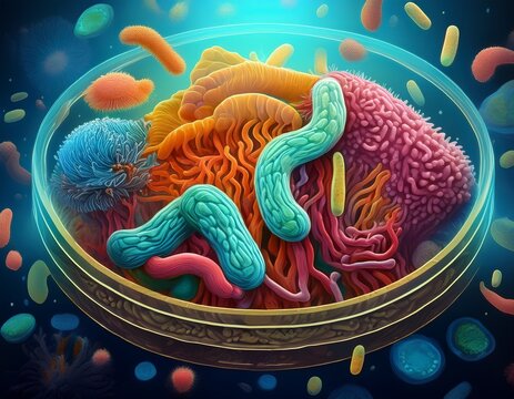 artistic gut microbiome bacteria digestion