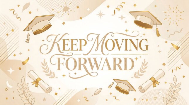 Keep moving forward graduation motivation illustration