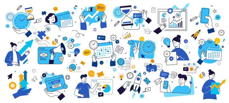 Illustration business collection : marketing, calendar, finance,...