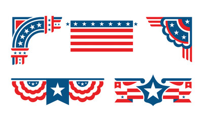 American patriotic design elements stars stripes and corner decorations for independence day © MD