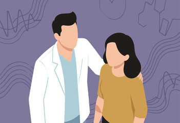 Fototapeta premium Doctor Comforting Patient in Medical Consultation Scene, Illustration