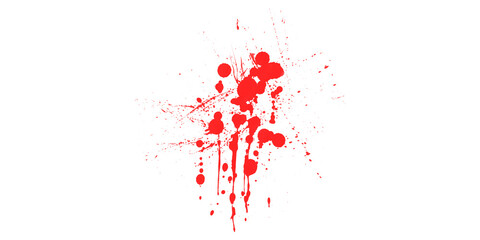 Naklejka premium Red Ink Splatter Abstract Design with Dripping Effect on White Background