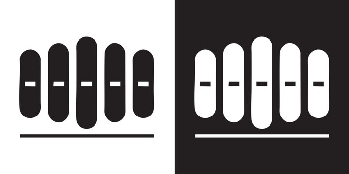 Minimalist Geometric Icon with Five Vertical Bars and Rounded Tops - Modern Abstract Line Art Symbol, U-Shaped Parallel Curves Pattern, and Linear Stripe Architecture Texture Vector