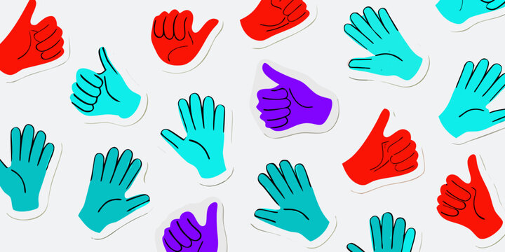 hand gestures flat icon colorful hands thumbs