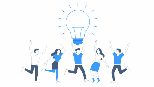 team celebrating breakthrough vector illustration people group