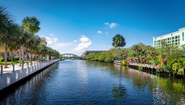 scenic riverwalk in tampa florida a picturesque pathway along the hillsborough river with lush views and vibrant