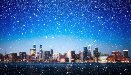 Fototapeta premium Cityscape at Night with Sparkling Sky and Water Reflection.