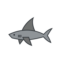 Fototapeta premium Minimalist flat vector icon of a grey shark swimming.