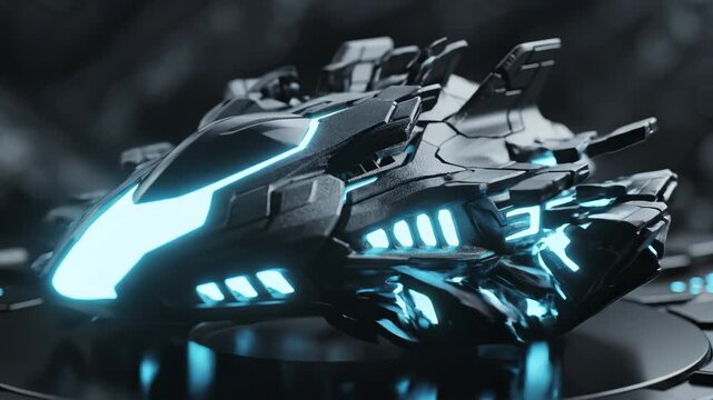 Futuristic geometric object with glowing lines ideal for sleek commercial backgrounds and title sequences